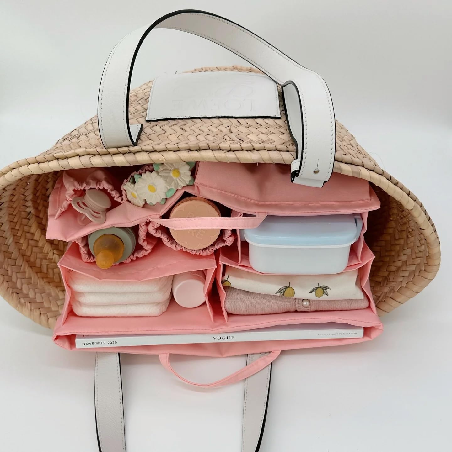 Classic - Baby Wickeltasche Handtasche Organizer, zahlreiche Fächer, wasserabweisend und waschbar flexibel für Shopper/Rucksäcke - Bag in Bag (Blossom Pink)