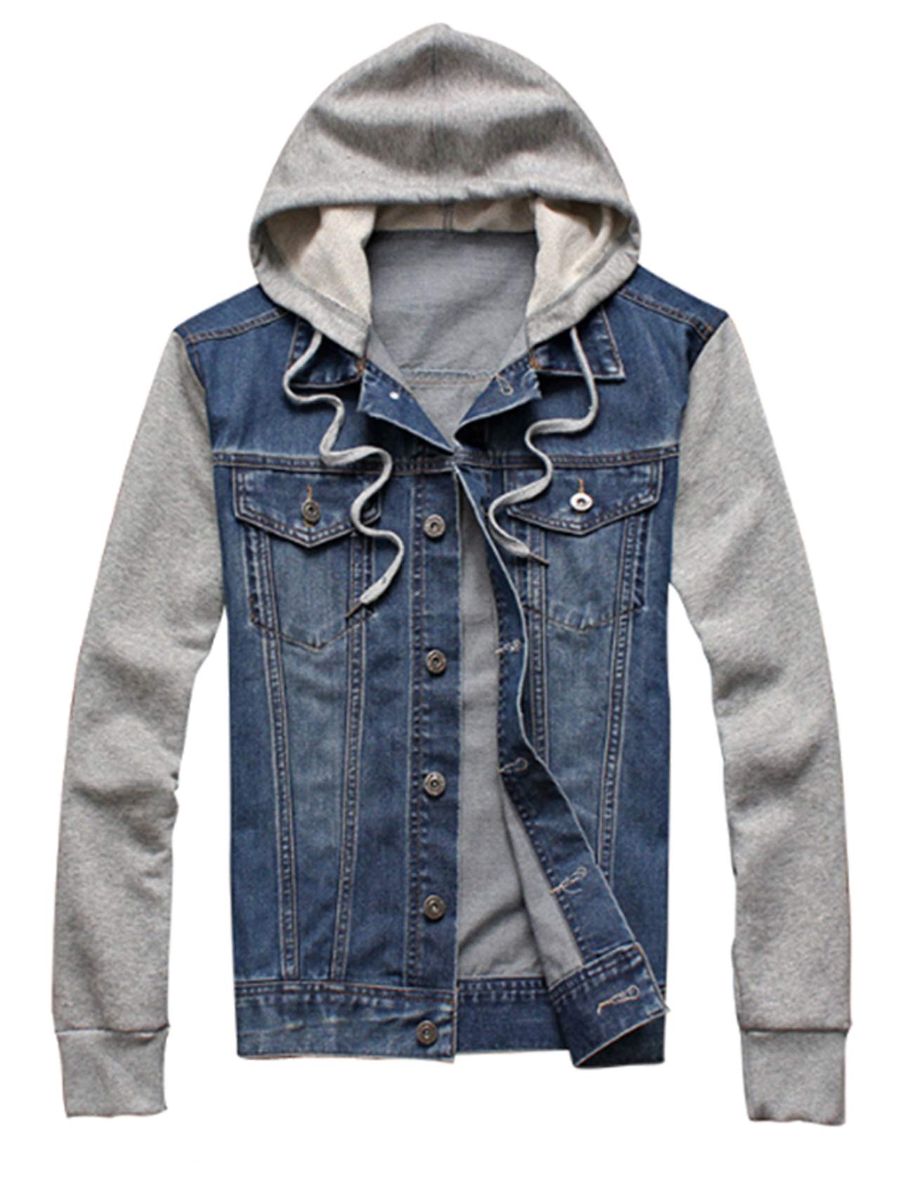 Mens Long Sleeve Hooded Denim Jacket Desertcart INDIA