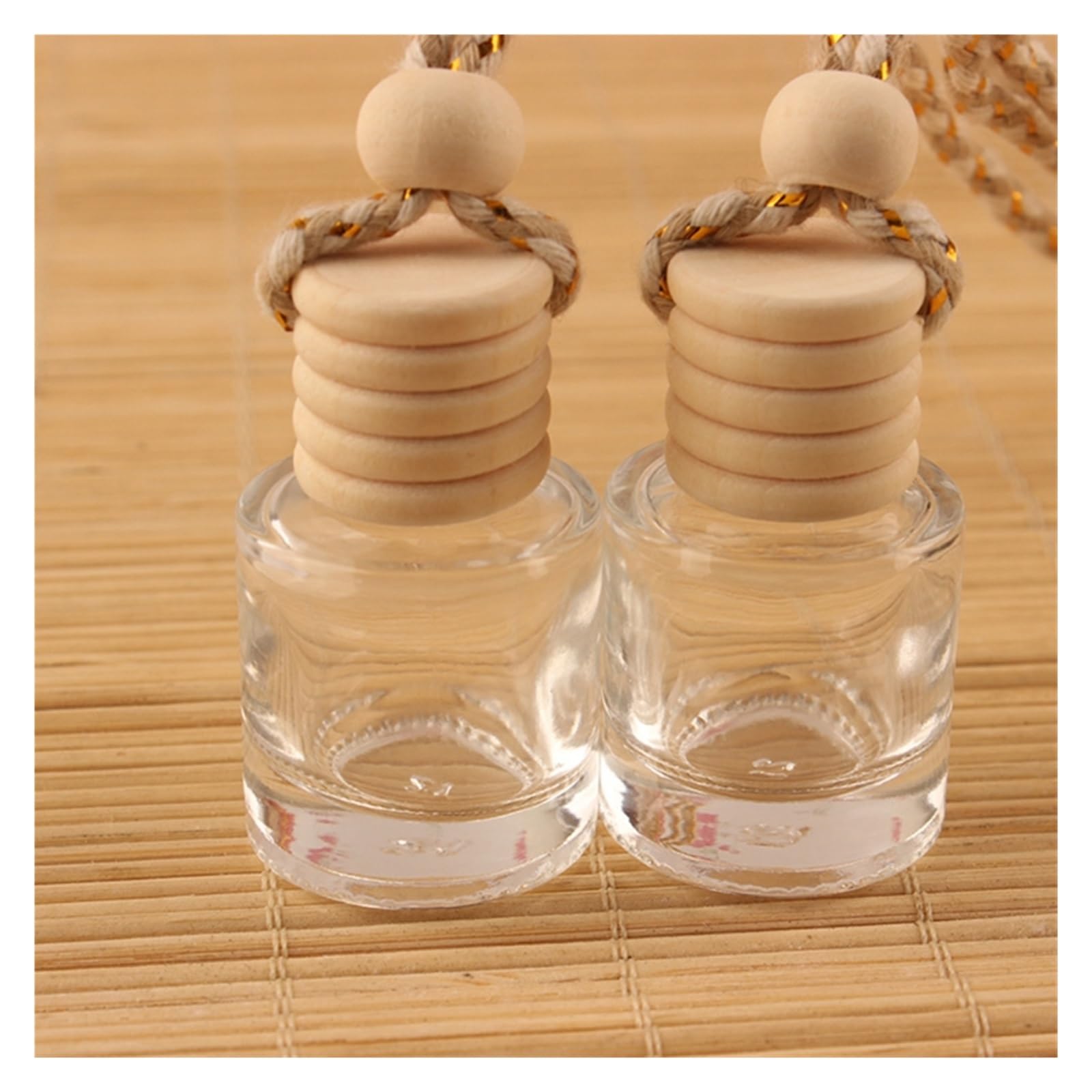 SSIMOO 10 Stück hängende Glasflasche, leer, Parfüm, Aromatherapie, nachfüllbar, Diffusor, Lufterfrischer, Duftanhänger, Ornament, kompatibel mit Auto und Zuhause (Color : F)