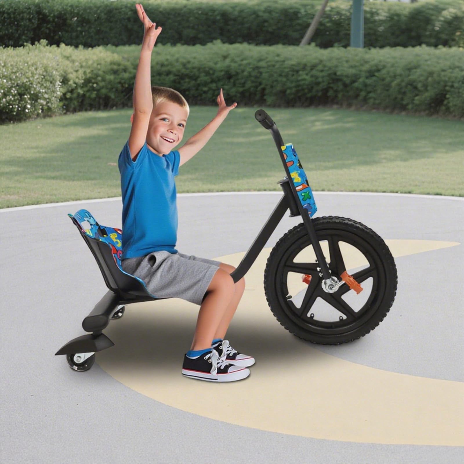 Triciclo infantil Drift Trike, triciclo para niños, estable vehículo al aire libre con ruedas traseras LED, asiento ajustable de 4 niveles, para jardín, parque, escuela, diseño ergonómico