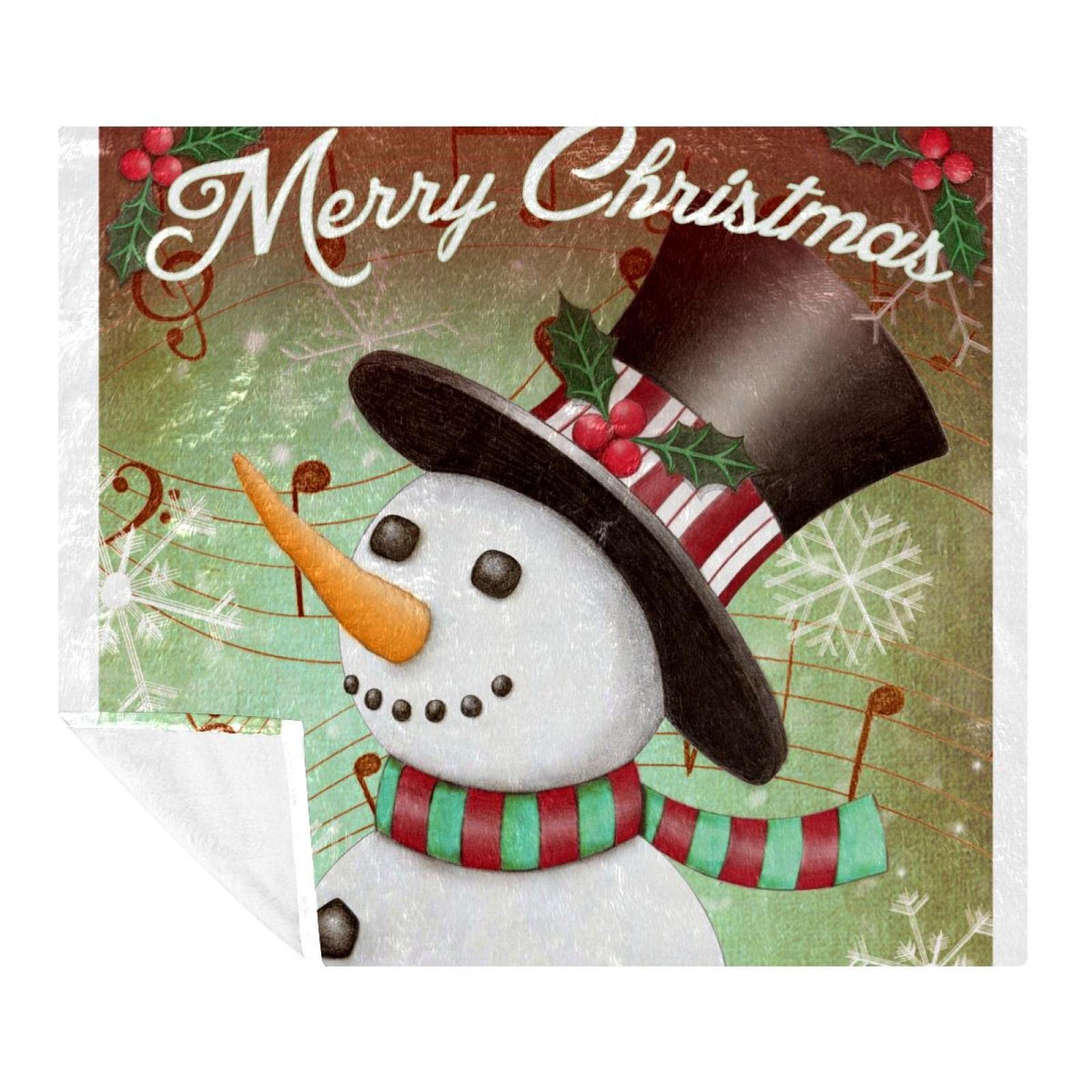 Couverture polaire literie bonhomme de neige Noël contre le froid du canapé et sol