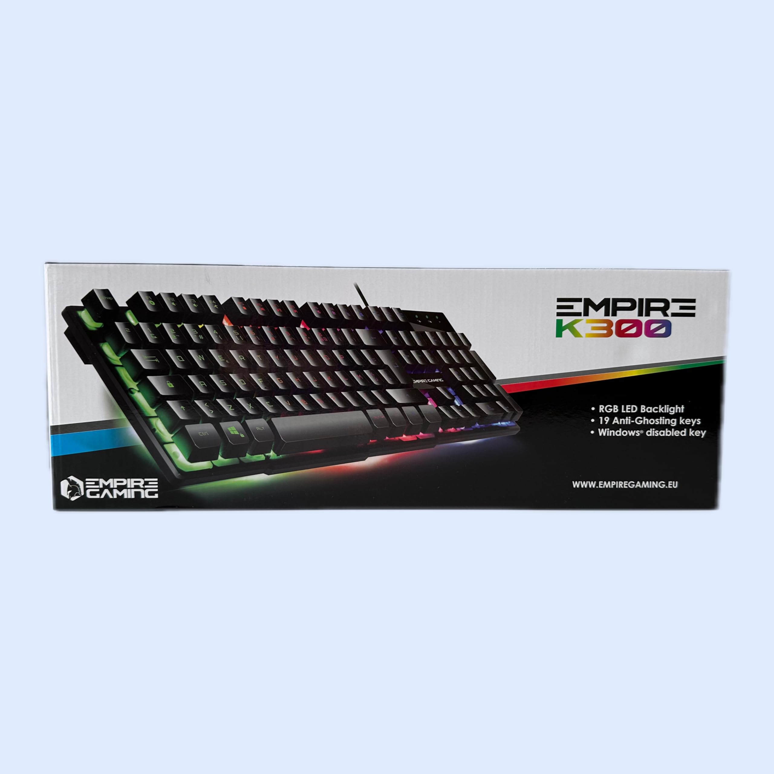 EMPIRE GAMING PC-Tastatur Empire K300 QWERTZ – 105 halbmechanische Tasten, davon 19 Anti-Ghosting-Tasten, 12 Multimedia-Shortcuts, LED-RGB-Rückbeleuchtung