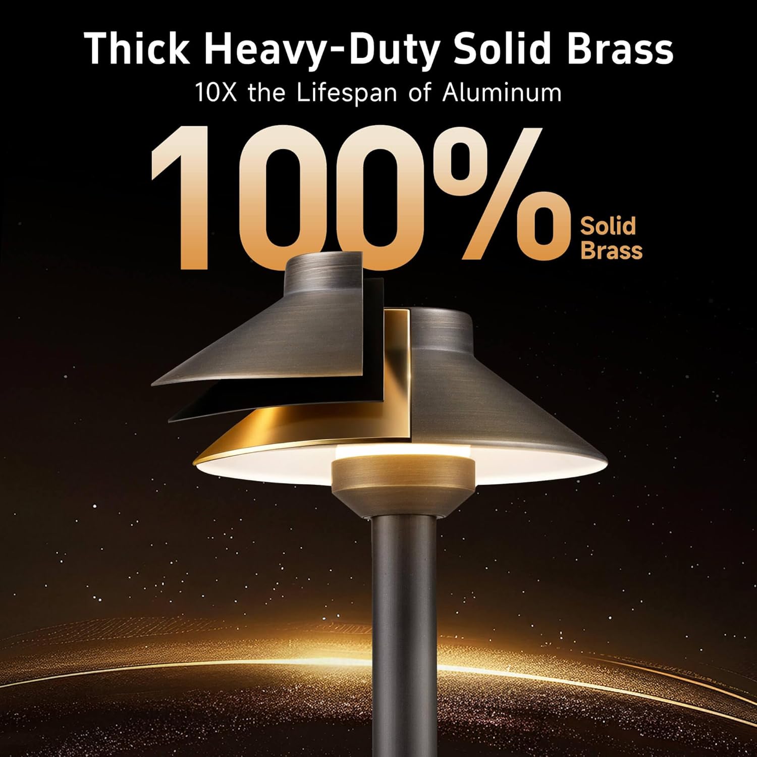 Gardenreet Low Voltage Landscape Lighting Brass - 12v Pathway Lights Waterproof, Hardwired Path Light Outdoor, Antique Bronze for Exterior Patio Garden with 3W 2700K Warm White G4 Bulb (4 Pack)