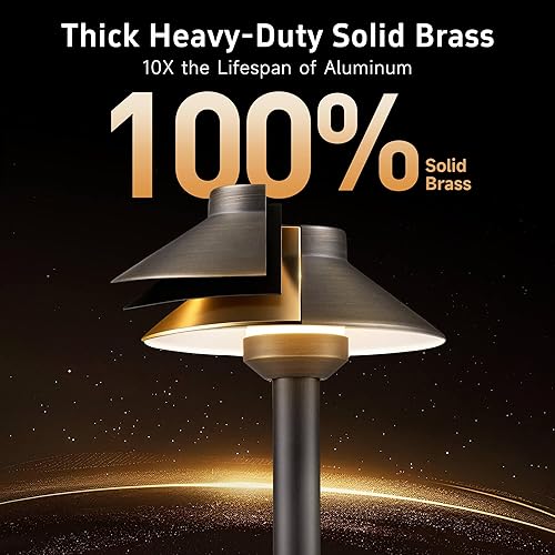 Miniatura 3 de Gardenreet Luces de camino de bajo voltaje de latón  Luz de camino de paisajismo de 12 V IP65 impermeable, iluminación de pasarela con cable al aire