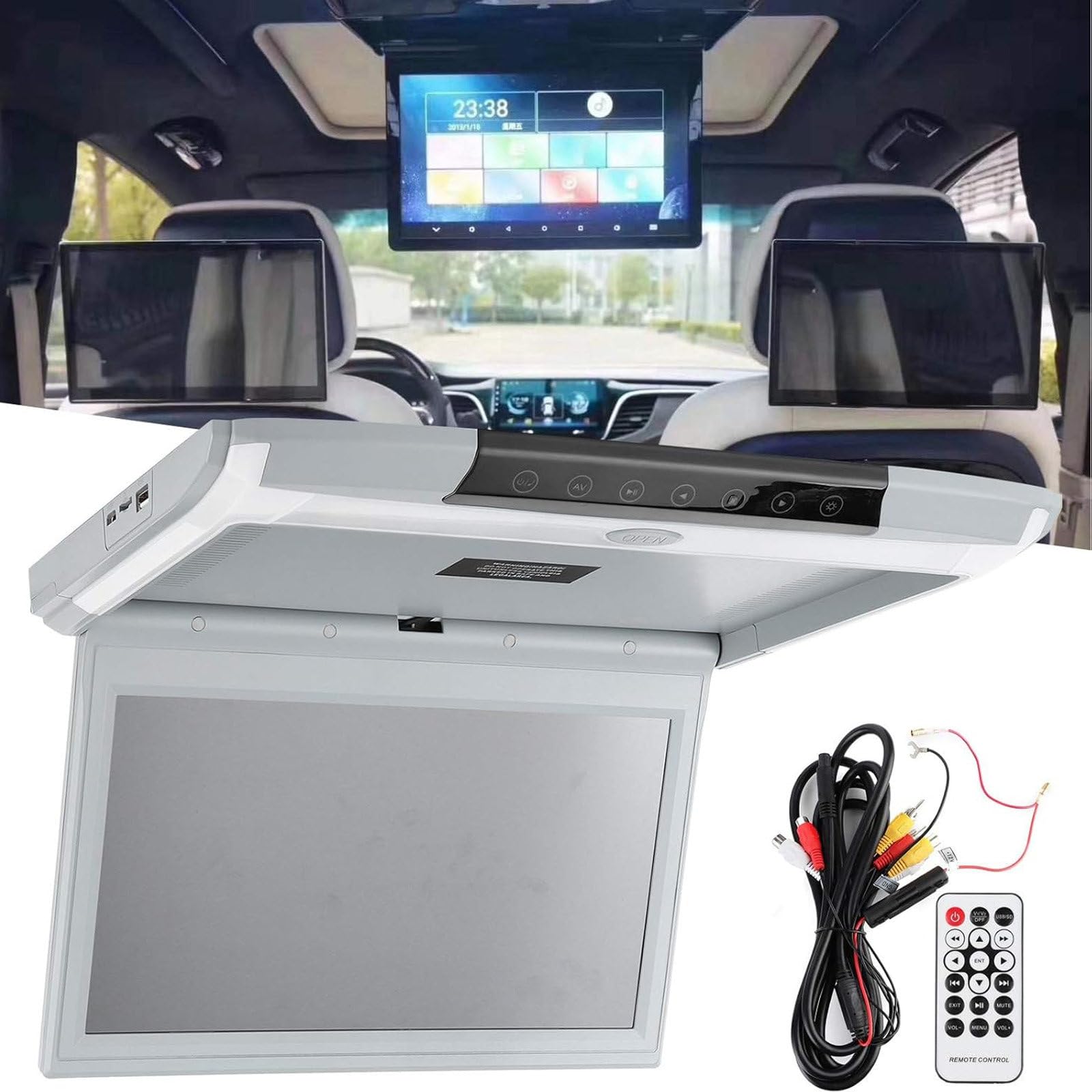 XueFulxion Universal Passenger Infotainment Screen with Anti-Glare Technology & Wireless Headphone Support – Perfect for Enhancing Passenger Experience in Minibuses,and Corporate Shuttle Gray