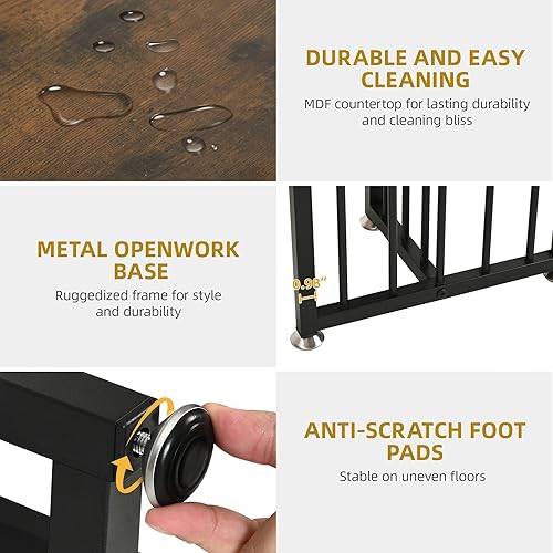 Miniatura 4 de DWVO Juego de mesa de comedor de 63 pulgadas para 6-8 personas, juego de mesa de cocina grande de 6 piezas con 2 bancos y 4 sillas, mesa de comedor