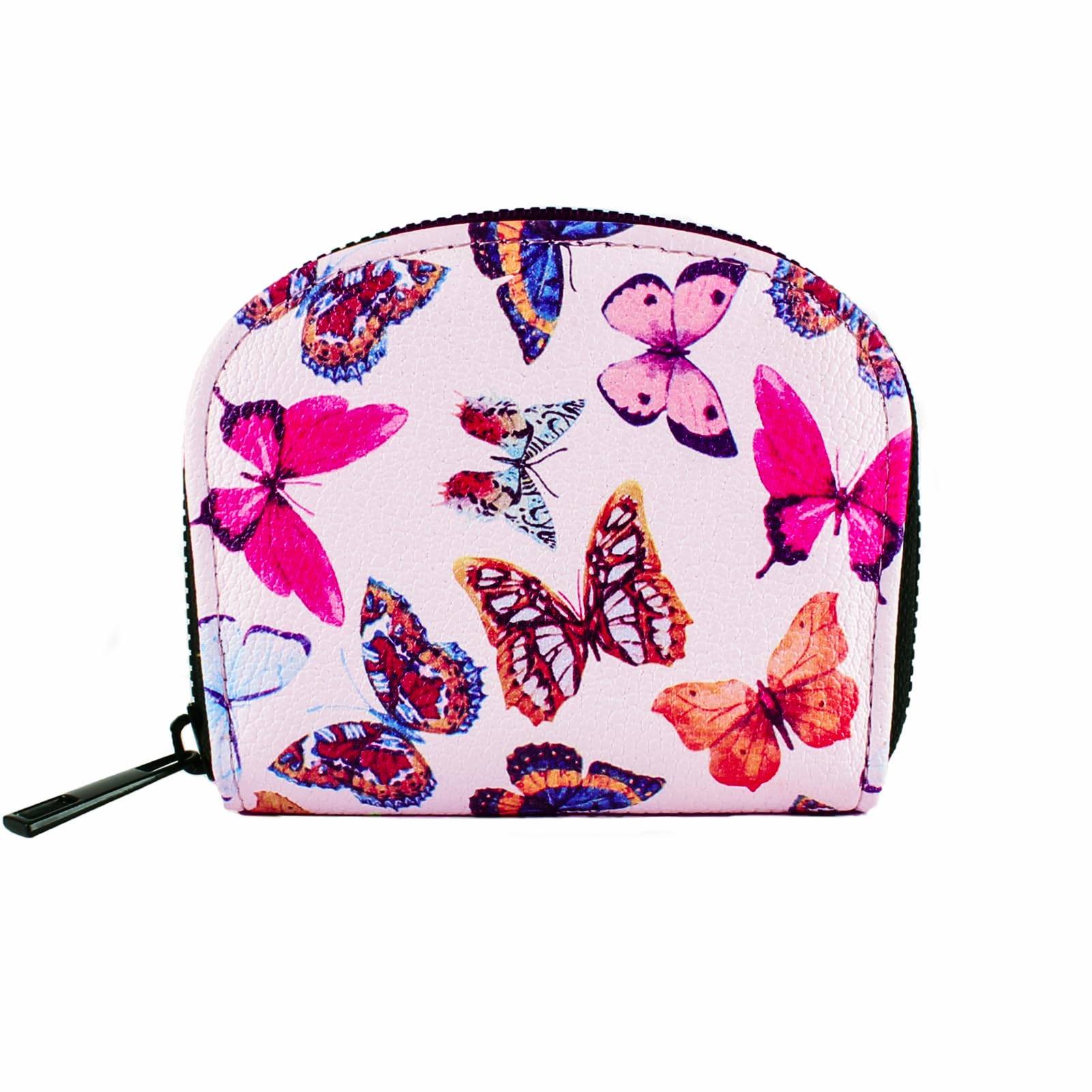 Rfid Women Wallet, Credit Card Wallet, Zipper Card Holder for Women, Compact Pocket Size (Butterfly)