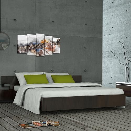 Miniatura 4 de KREATIVE ARTS - Lienzo artístico musical para pared, 5 paneles, pintura de acuarela, impresión sobre lienzo para decoración moderna del hogar, listo