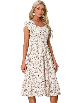 Allegra K Summer Dresses for Women's 2024 Square Collar