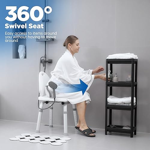 Miniatura 2 de Silla de ducha giratoria de 450 libras, silla de baño resistente con asiento giratorio para personas mayores, discapacitados y mujeres embarazadas
