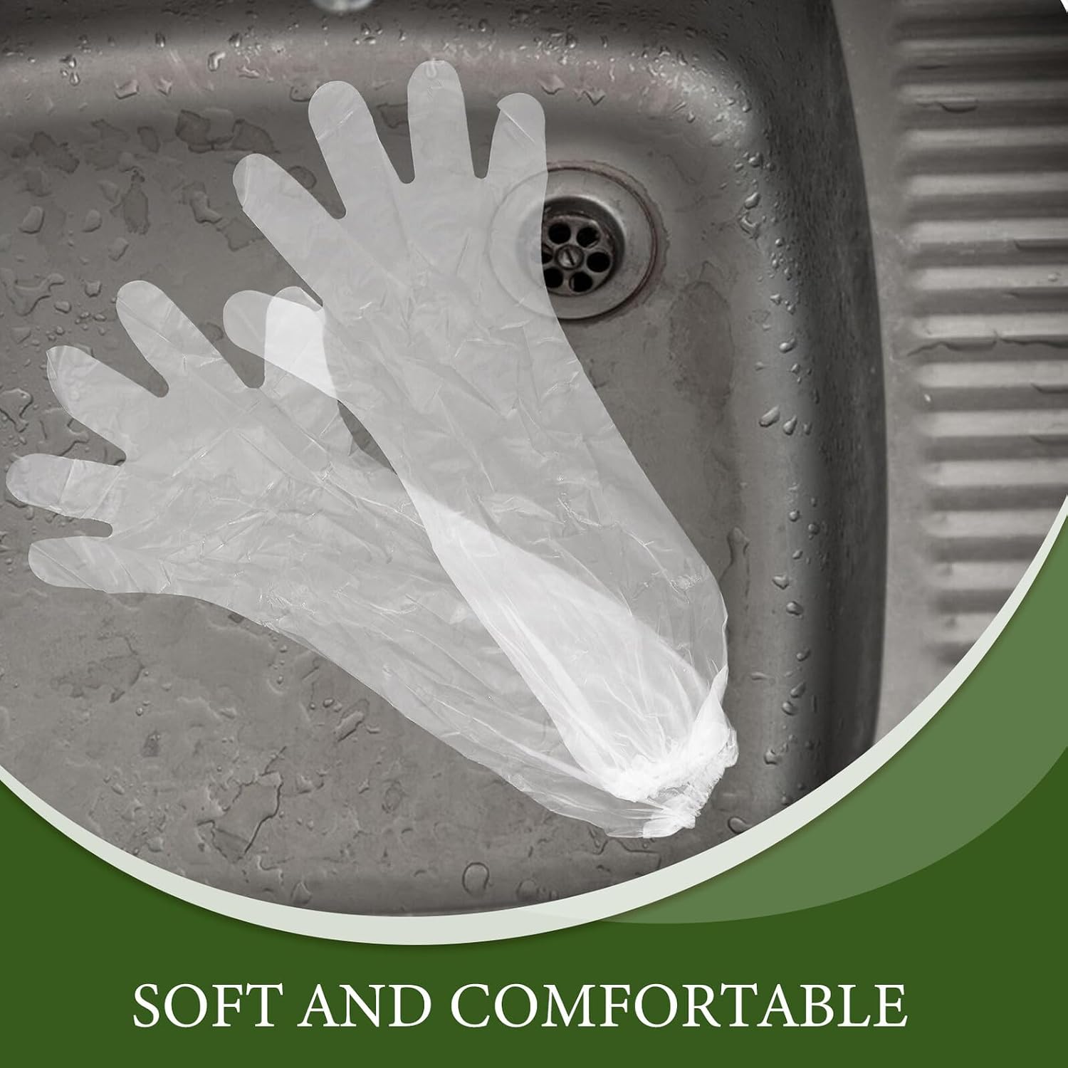 NOLITOY 100pcs Waterproof Elbow Length Cleaning Gloves Cpe Long Sleeve Protective Dishwashing Gloves for Household Cleaning Gardening and Cooking Use