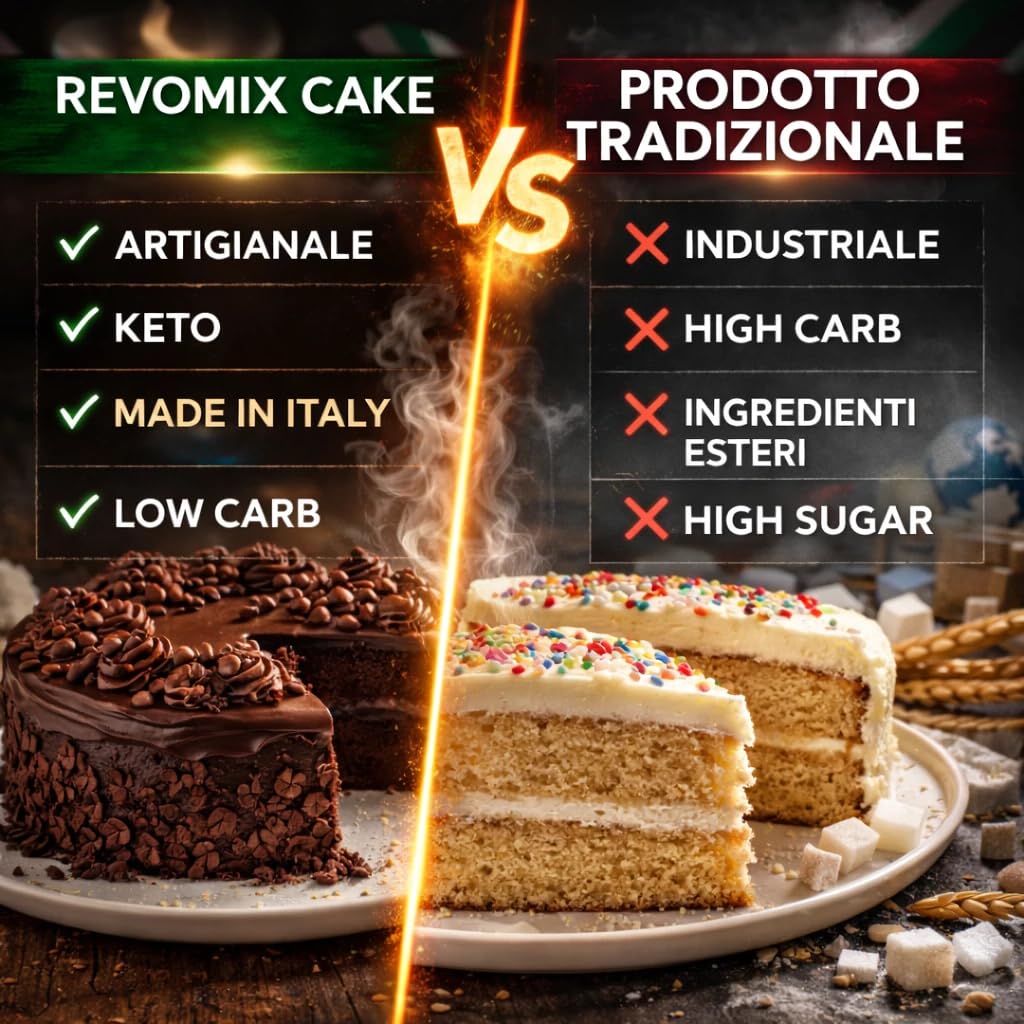 Revomix Cake Low Carb, Preparato per Dolci Keto Friendly, Zero Zuccheri Aggiunti, Senza Lattosio, Senza Coloranti, Senza Conservanti - 2 Confezioni da 1 RevoMix Cake ciascuna - 1 RevoMix Cake 500g