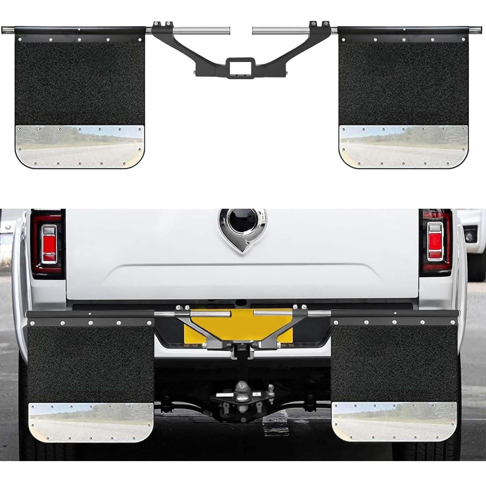 BST BSSP 2" 2.5" 3" Hitch Mounted Mud Flaps, W/Stainless Steel Mud Flap Weights/Backing Plate Universal Heavy-Duty Mud Flaps System Height and Width Adjustable for Most Types of Vehicles