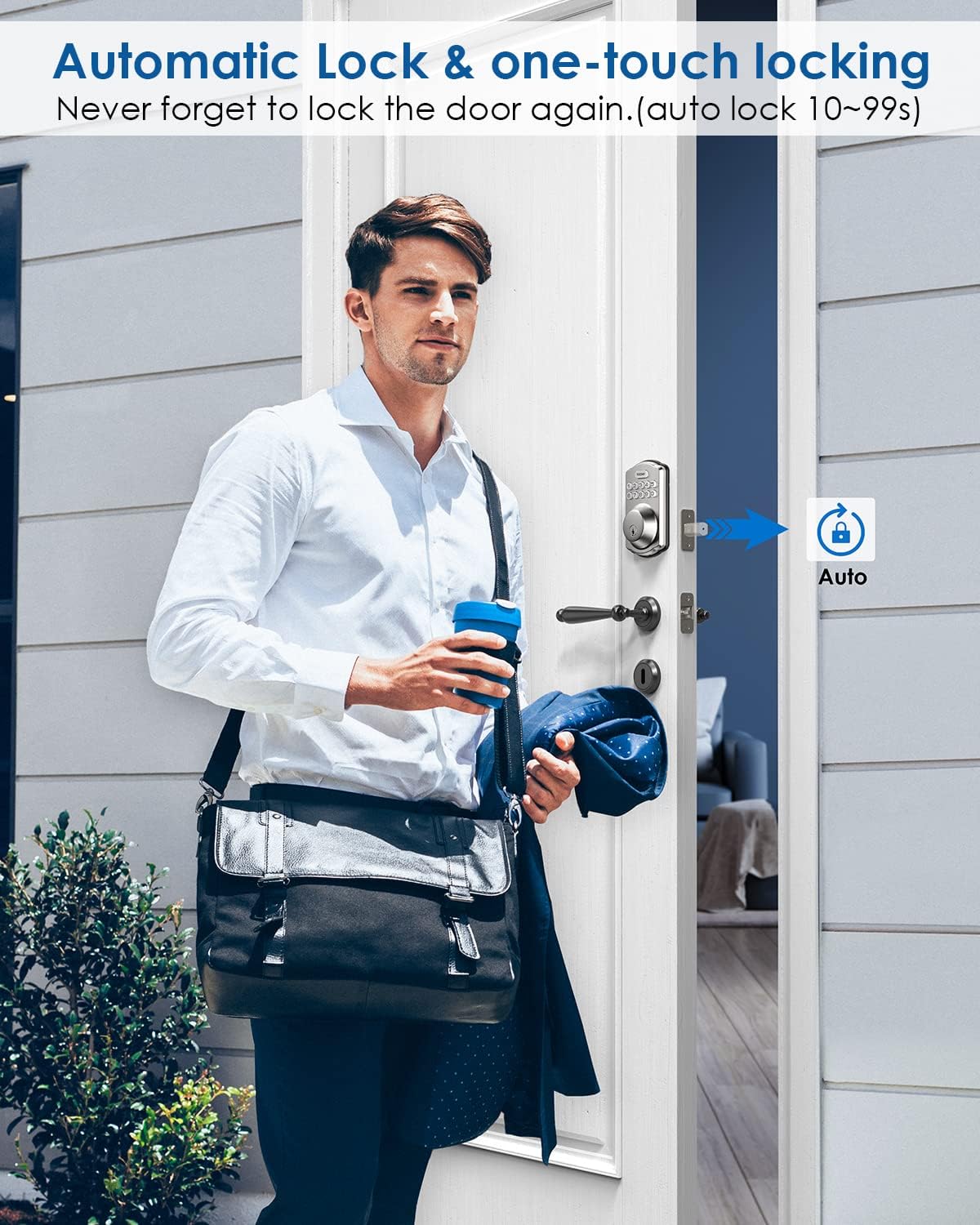 Keyless Entry Door Lock - TEEHO Keypad Door Lock - Smart Door Lock with Keypads - Deadbolt Smart Lock - IP54 Weatherproofing-Satin Nickel - - 