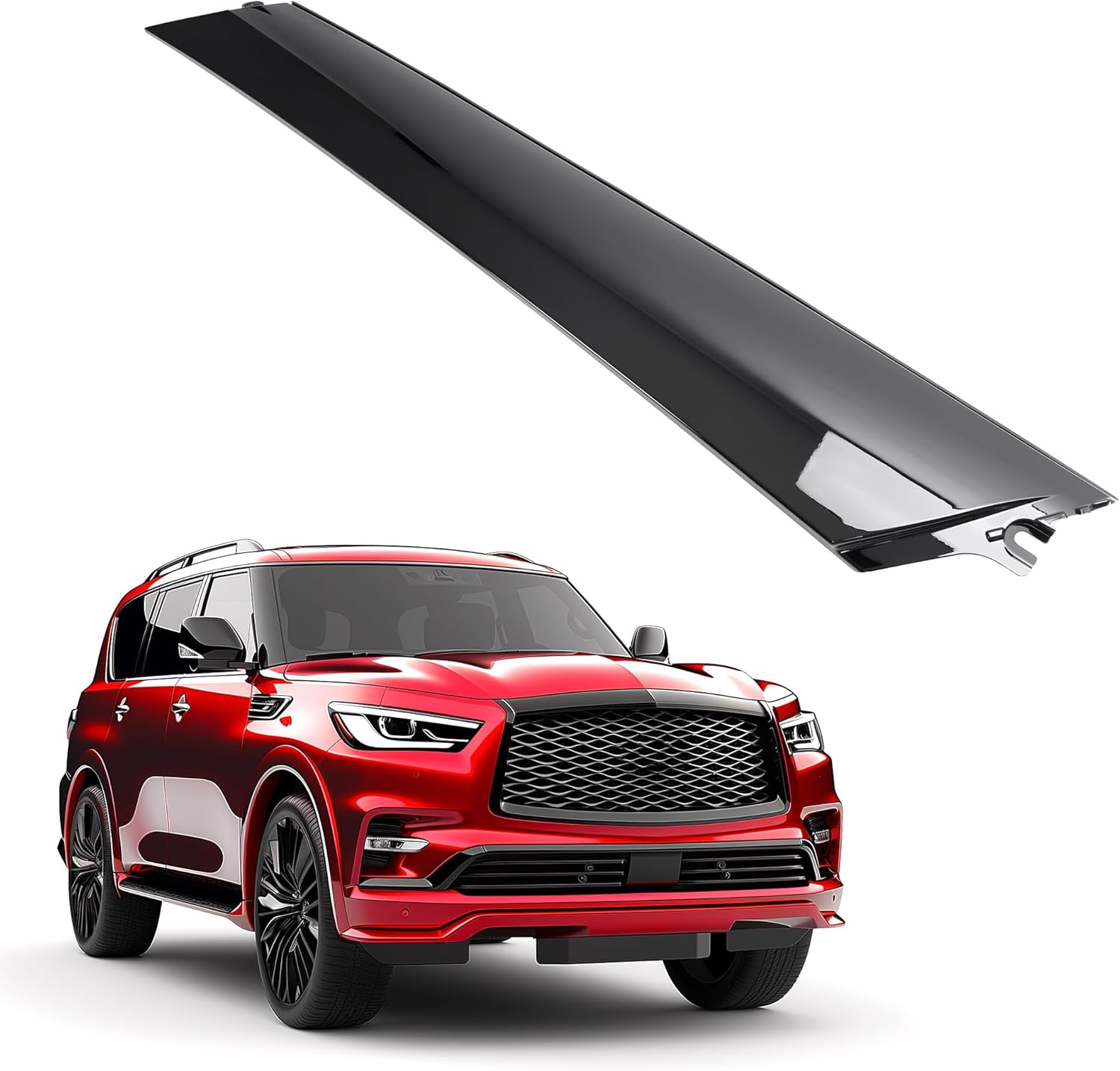 HECASA A Pillar Molding Cover Compatible with 2011-2013 Infiniti QX56 2014-2023 QX80 2017-2023 Nissan Armada Front Windshield Trim Panel Replacement for 76836-1LA0A 76836-6JR0A Plastic Right Side