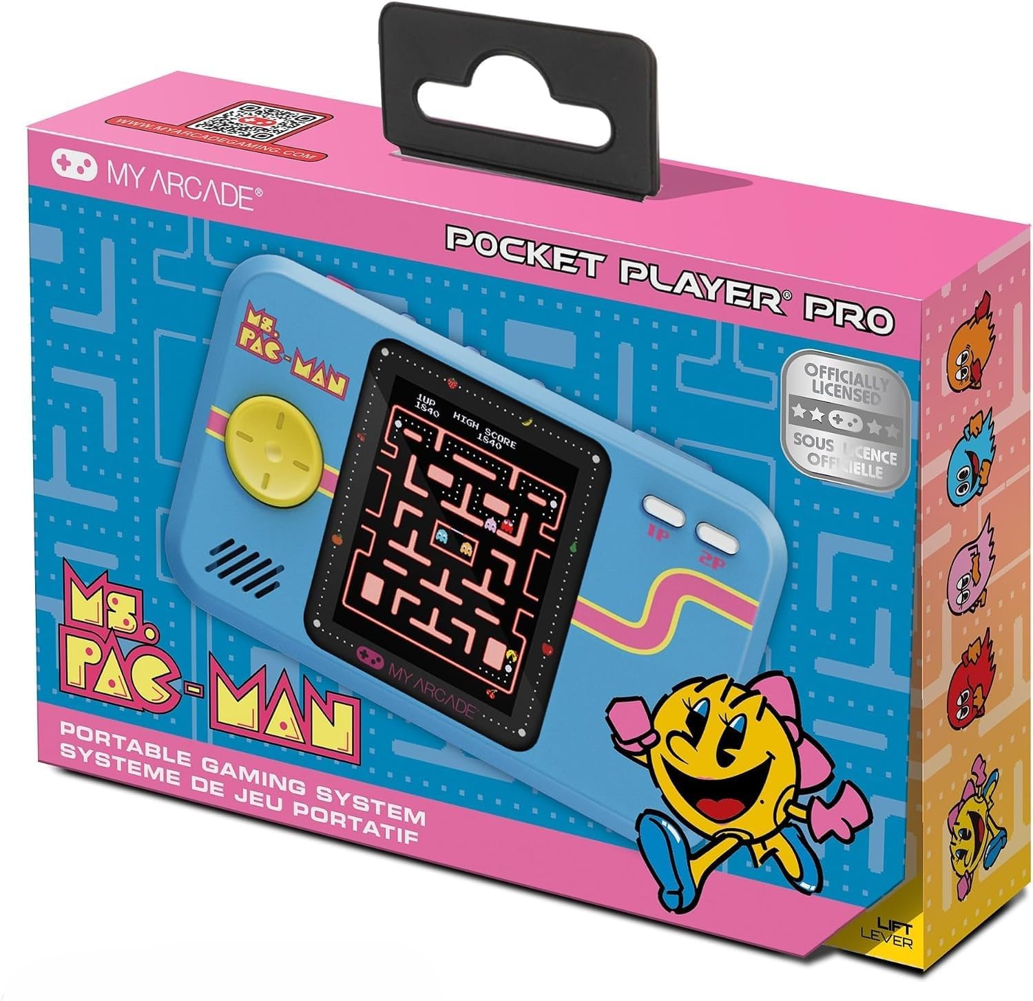 My Arcade Ms. Pac-Man Pocket Player Pro: Portable Video Game System, 2.75" Color Display, Ergonomic Design
