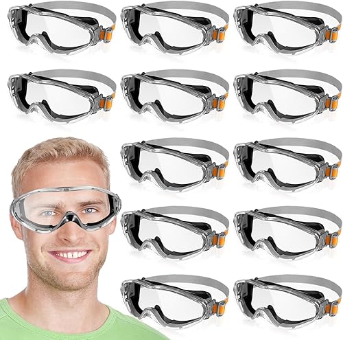 12 gafas de seguridad antivaho lentes transparentes de laboratorio que se ajustan sobre las gafas, gafas protectoras para hombres y mujeres,