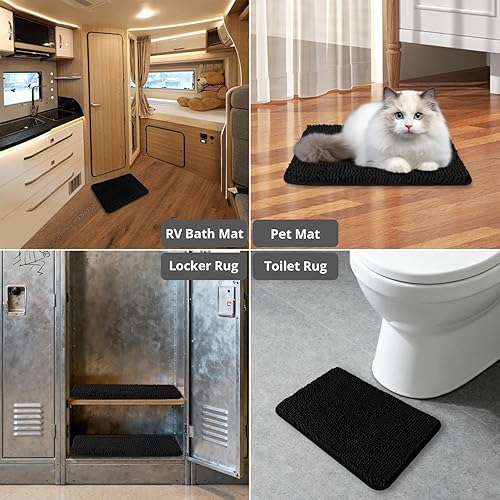 Miniatura 7 de Alfombra de baño pequeña de 12 x 18 pulgadas, lavable y absorbente, antideslizante, alfombra de baño de felpilla gruesa y suave para baño, ducha,