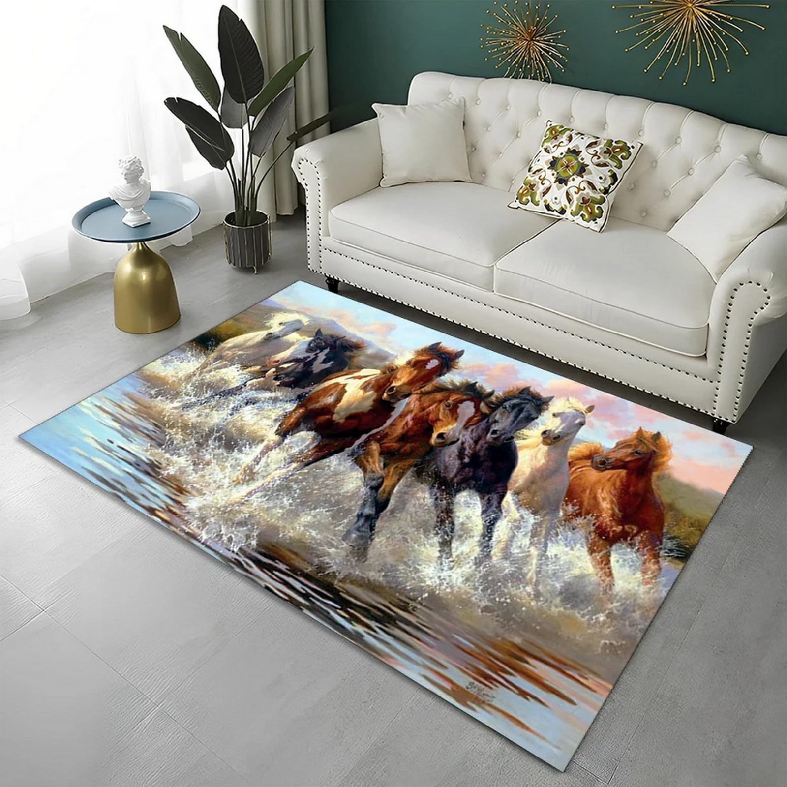 Tapis cheval animal 3D grand tapis de sol de salon moderne