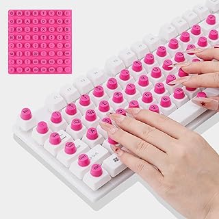Raised Keyboard Stickers for Long Nails with Letters,Universal Nail Art Keyboard Bubblesfor Typing Long Nail, Accessories and Gifts for Office Girls, Gaming Girls(Pink,64pcs)