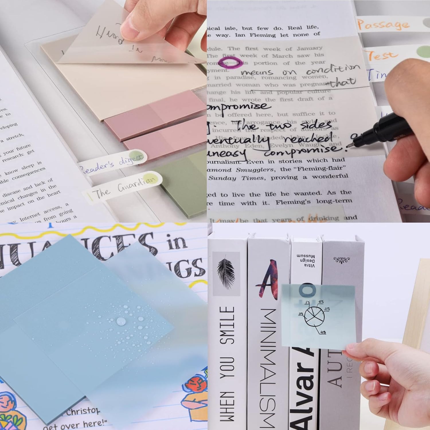 820 Sheets Transparent Bible Stiy Notes, Waterproof Clear Stiy Notes,