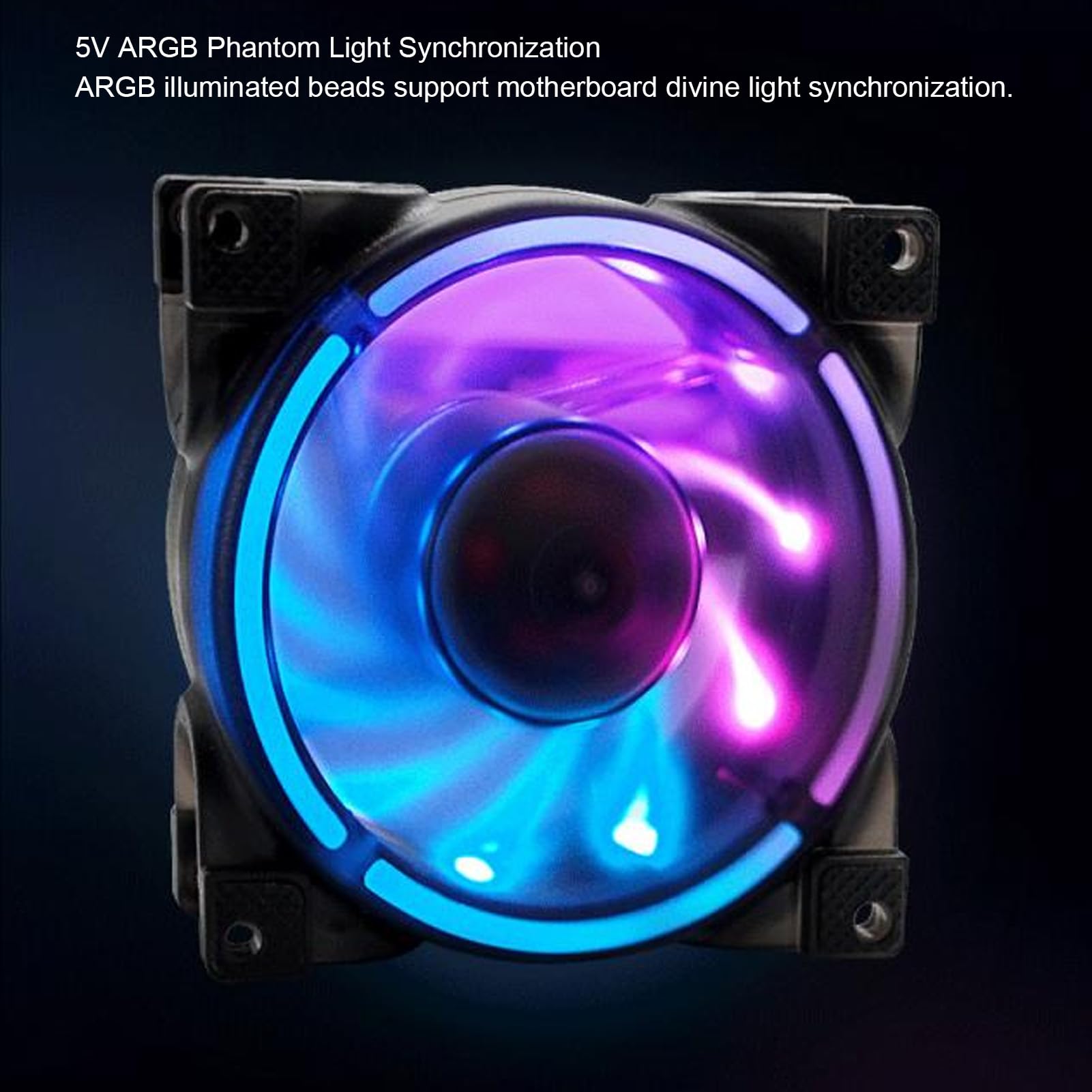 ARGB-behuizingsventilator 80 Mm RGB-ventilatoren 5V PWM Stille Computerchassisventilator, 800-2500 RPM PC-behuizingsventilator voor Radiator, CPU-koeler, Computerbehuizing