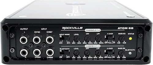 Miniatura 6 de Rockville Atom 8B 3500W Peak/880W RMS Amplificador marino de 8 canales, Bluetooth con emparejamiento automático, cruce ajustable, pantalla de