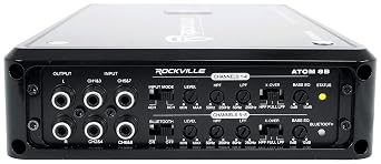 Rockville Atom 8B 3500W Peak/880W RMS 8-Channel Marine Amplifier, Bluetooth with Auto Pairing, Adjustable Crossover, Voltage Display, Compact Corrosion-Resistant Design for Boats and Yachts
