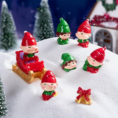 Christmas Miniature Figurines Mini Resin Elves Ornaments for DIY Micro