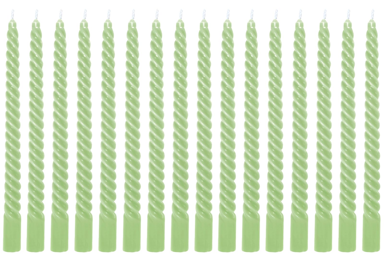 JarThenaAMCS 16Pcs Sage Green Spiral Taper Candles 10 Inch Dripless Twisted Wax Candles Long Unscented Candle Sticks for Party Home Dining Table Decor