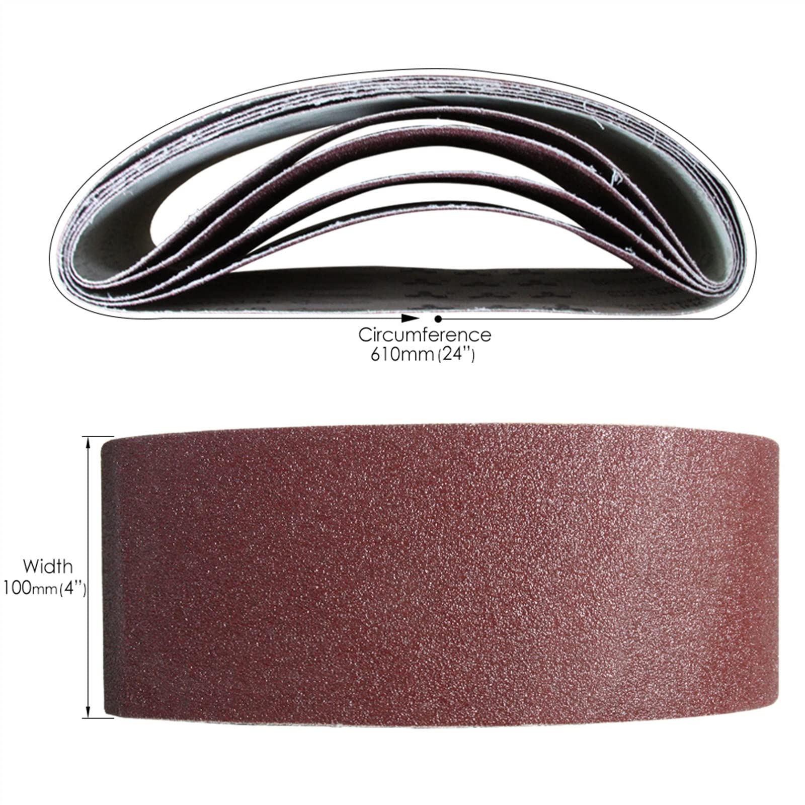 Schleifband,Schleifbänder Set 20 Stück 100 x 610 mm Bandschleifer, Schleifband, 10,2 x 61 cm, Aluminiumoxid-Schleifpapier, Holzbearbeitungs-Schleifscheiben, je 5 60/80/120/240 for Schleifen und Schärf
