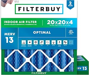 Filterbuy 20x20x4 Air Filter MERV 13 Smoke & Allergy Defense (2-Pack)