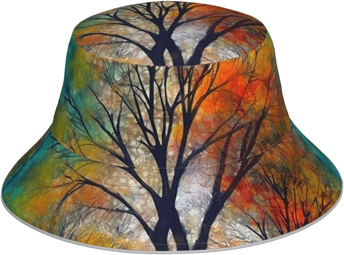 Colorful Life Trees Bucket Hats for Women Men Sun Hat Fisherman Hats Travel Beach Hat Summer Fishing Cap