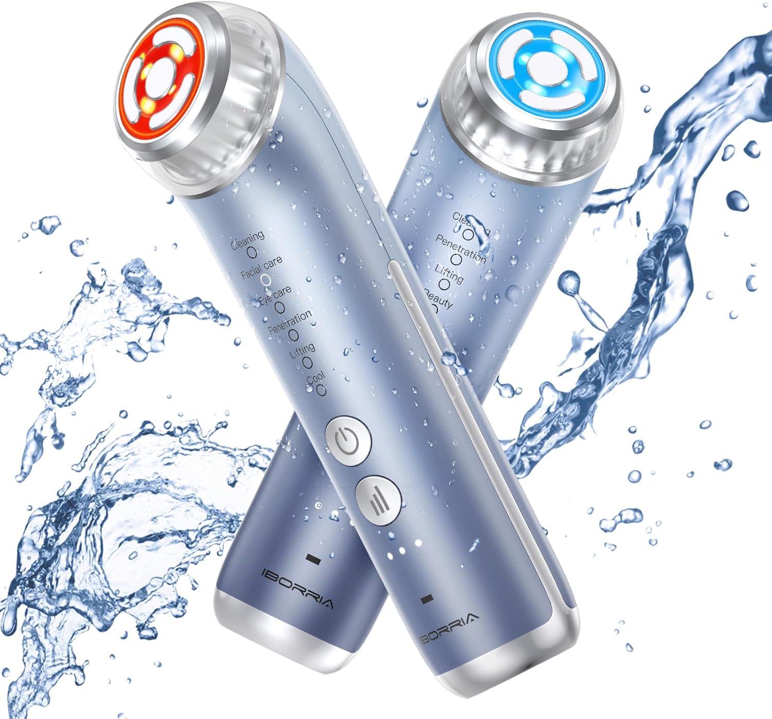 Aura2 Pro 2MHz Multipolar Facial Radio Frequency, Electric Facial Massager with Microcurrent, Lifting and Rejuvenation of the Skin, Anti-Aging Care from Home (Blue)