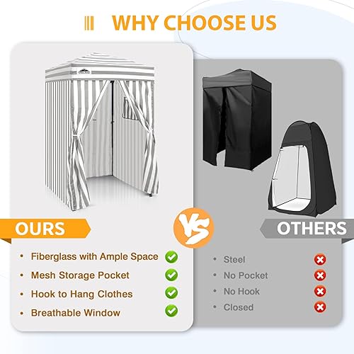 Vista 113 de EAGLE PEAK Flex - Toldo emergente ultra compacto de 4 x 4, refugio solar, vestidor, toldo portátil de privacidad tipo cabana para piscina, sesiones