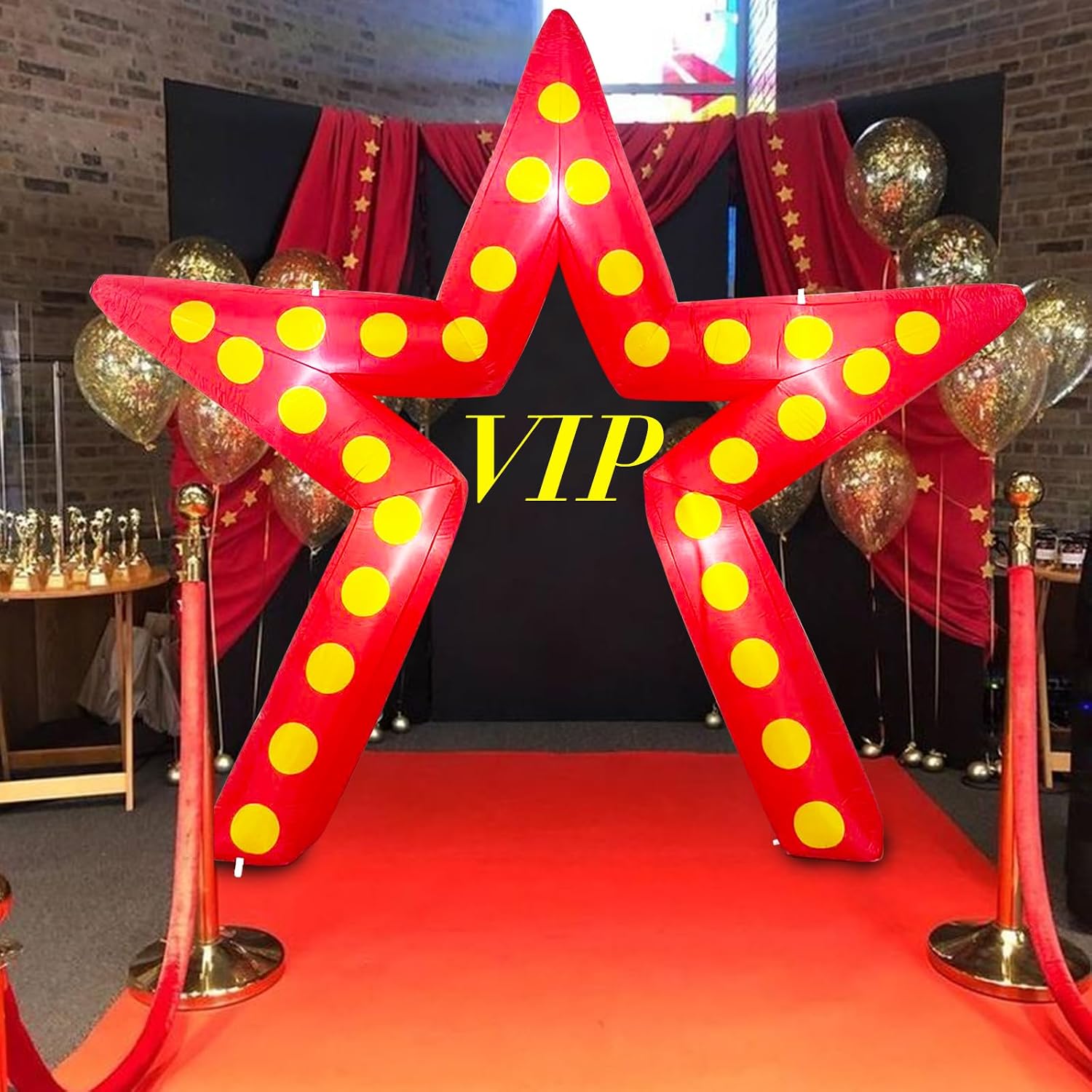 10 Ft Movie Night Party Decorations Kit, Inflatable Large Blow up Star Sign with Red Carpet Inflatable Arch Kit with LED Light for Movie Night Party Red Carpet Awards Party Yard Garden Décor