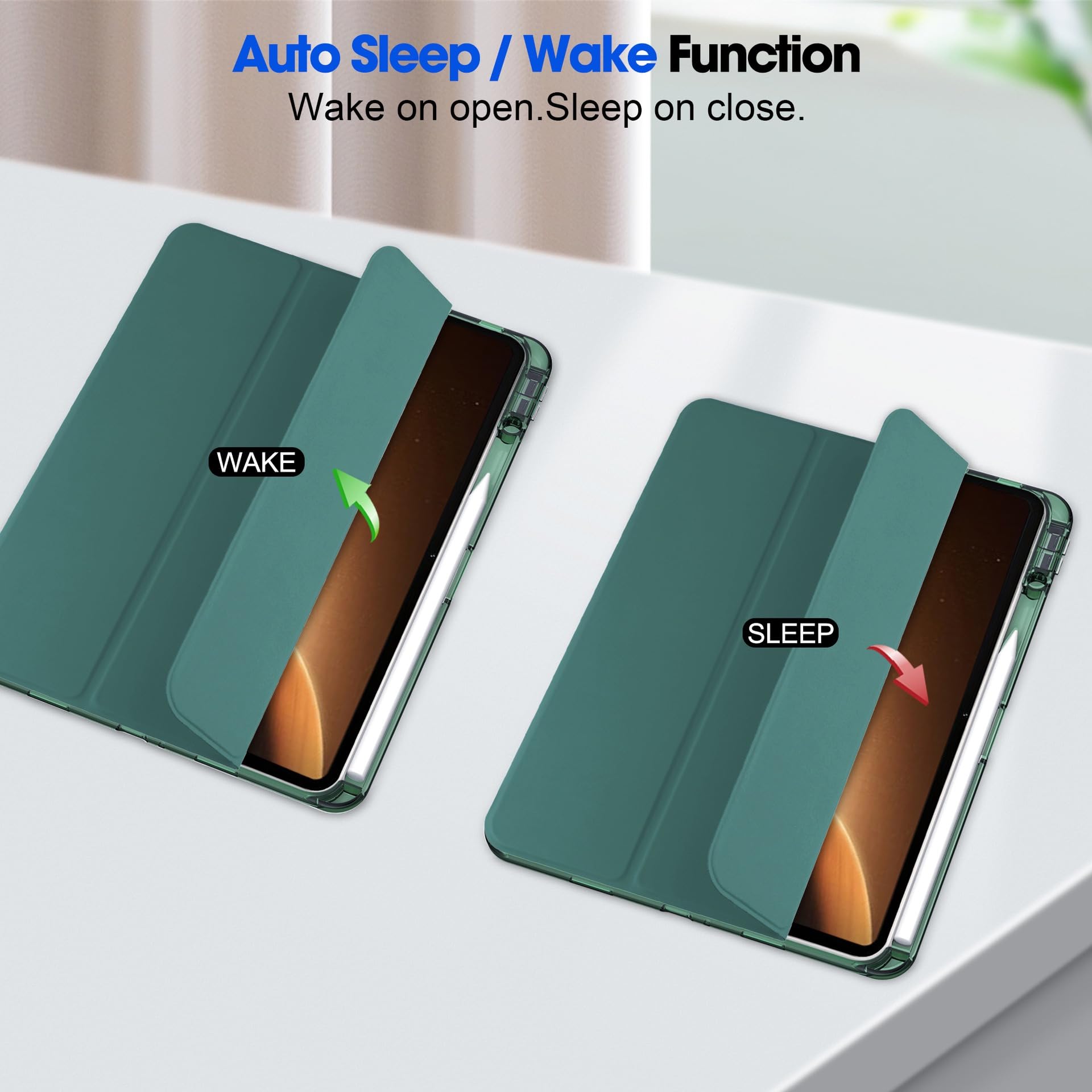 Custodia per Oppo Pad 2 da 11,6 pollici con portapenne, custodia intelligente antiurto con guscio posteriore trasparente, accensione e spegnimento