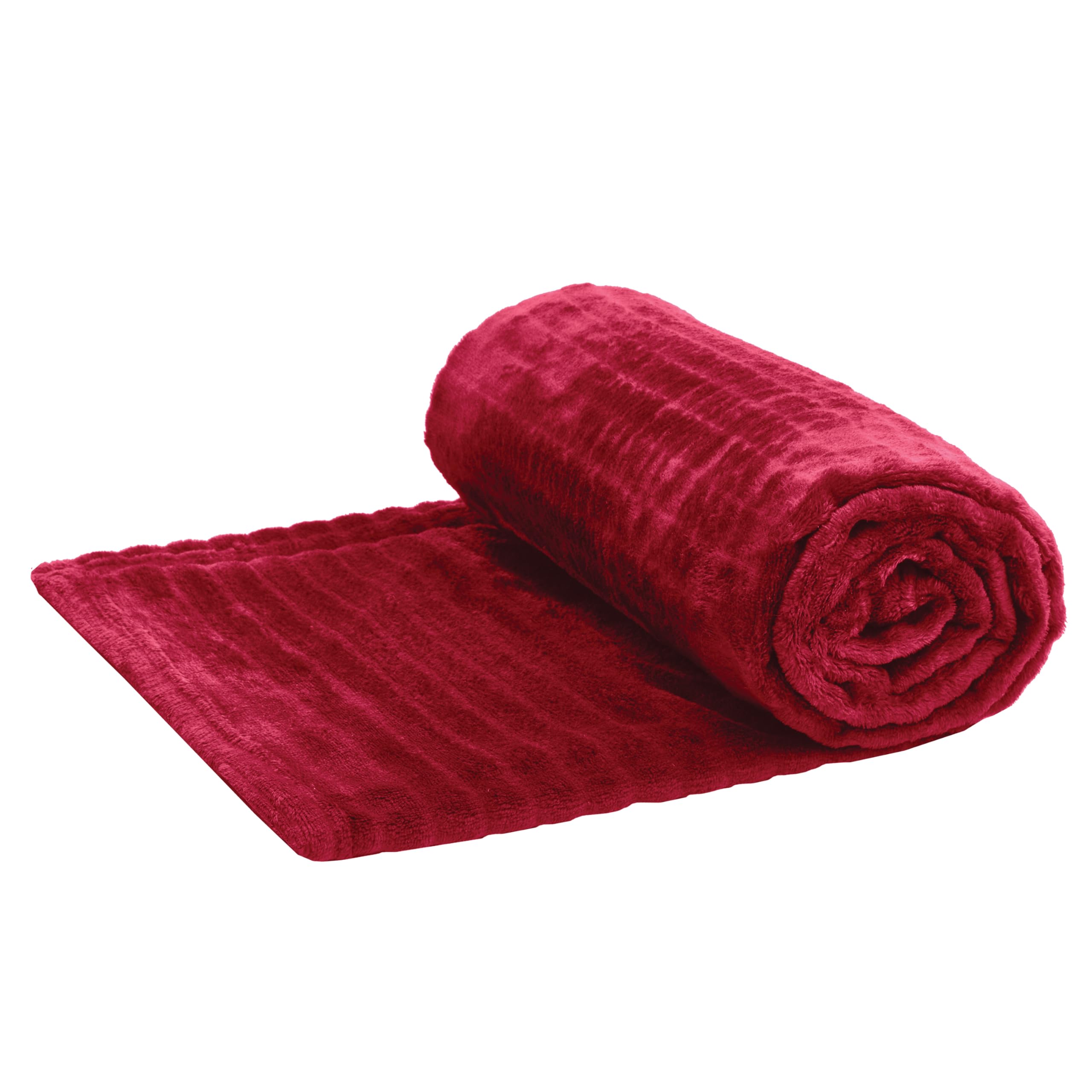 Coopers of Stortford - Soft Fleece Blanket - Lightweight, Warm 220gsm Polyester Flannel Throw in Six Colours - Machine Washable, Cosy Bed or Sofa Layering, 152 x 127cm (Burgundy)