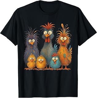 Crazy Chicken Family Eagerlys Colorful Funny Chicken T-Shirt