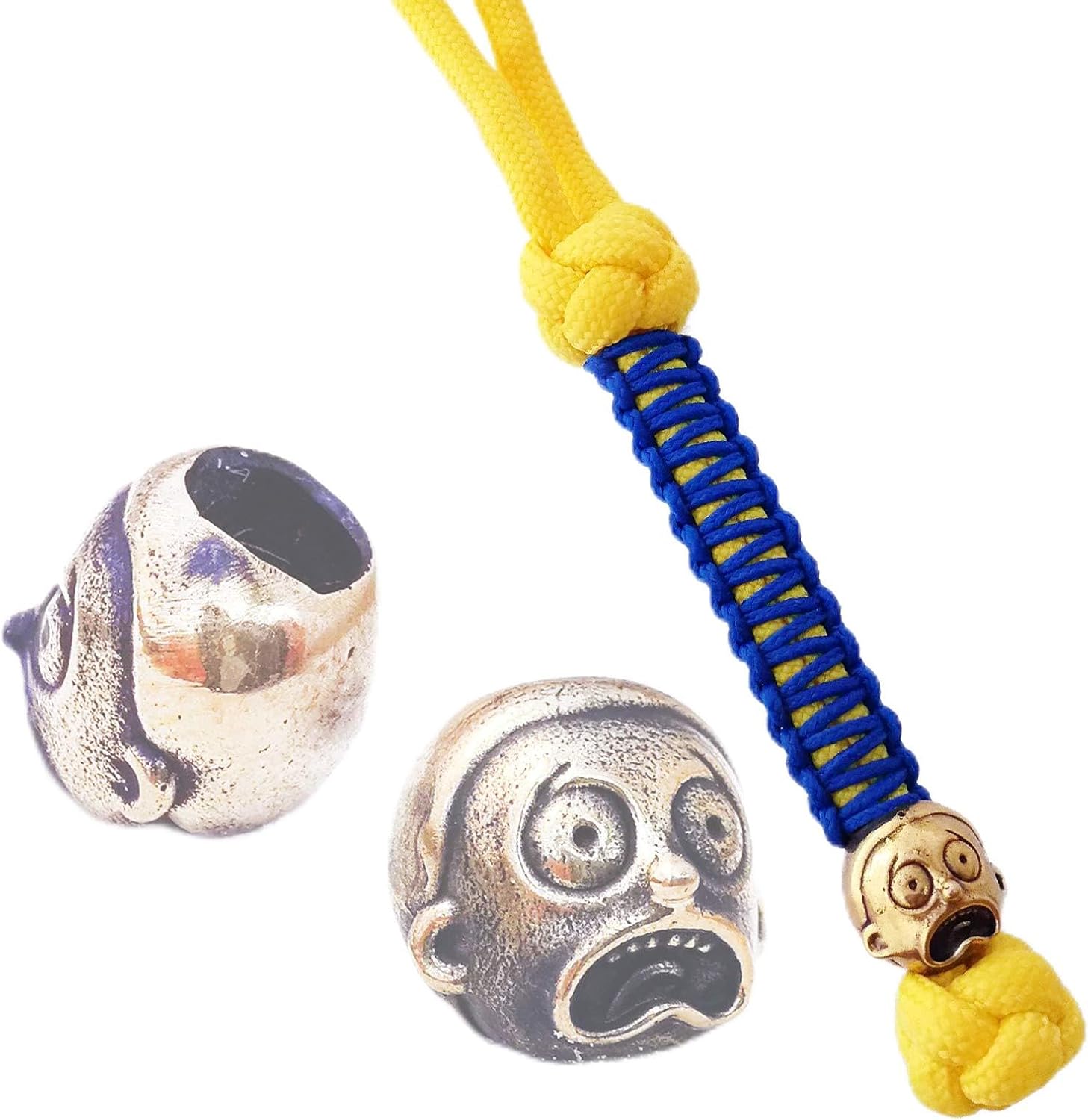 CooB EDC Paracord Knife Lanyard with Metal Hand-Casted Paracord Bead Beads, Charm, Pendant Movie Heroes Collection. Custom Knives Lanyards (Morty)
