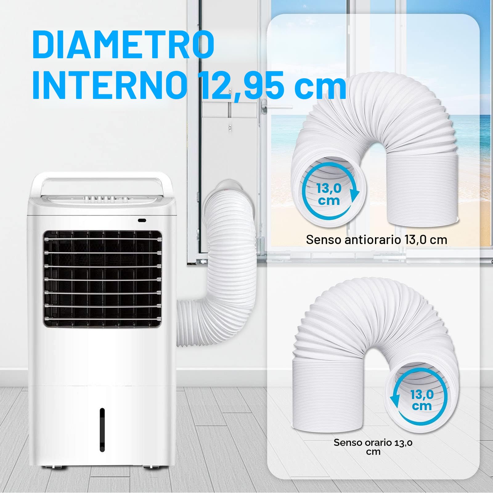 RUIZHI Kit Finestra per condizionatore d'Aria Portatile,copertura della finestra a tapparella Accessori Condizionatore,per finestre scorrevoli Orizzontali e Verticali