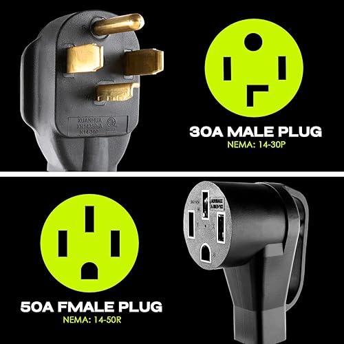 Miniatura 3 de Cable adaptador de cargador EV, adaptador NEMA 14-30P a 14-50R, enchufe de secadora de 30 amperios a hembra de 4 clavijas, compatible con EV para