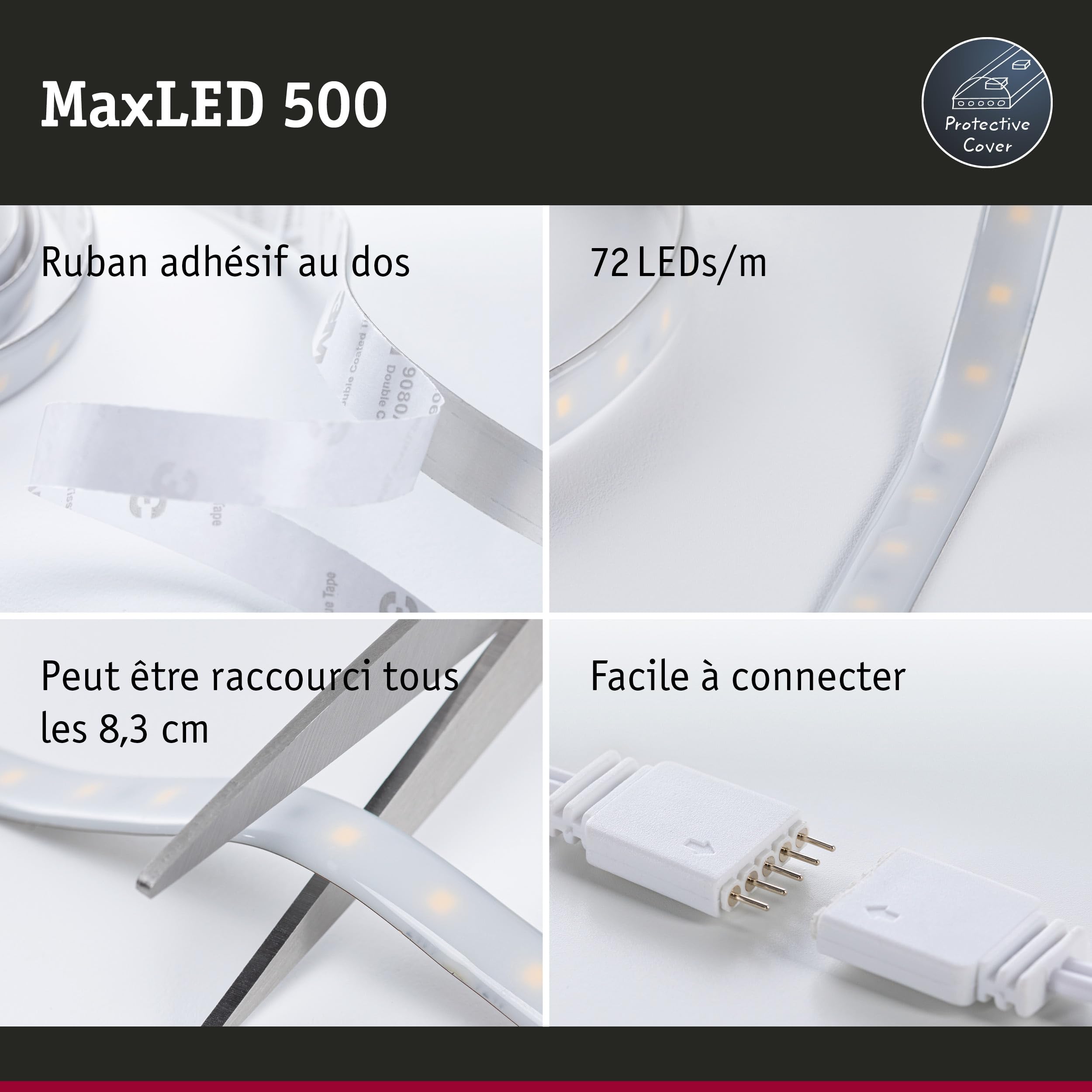 Paulmann 70624 Function MaxLED Kit de base LED bande Tunable White 3 m, 20 W, 230/24 V, 36VA, Argent, Plastique 300 x 12,5 x 0,3 cm