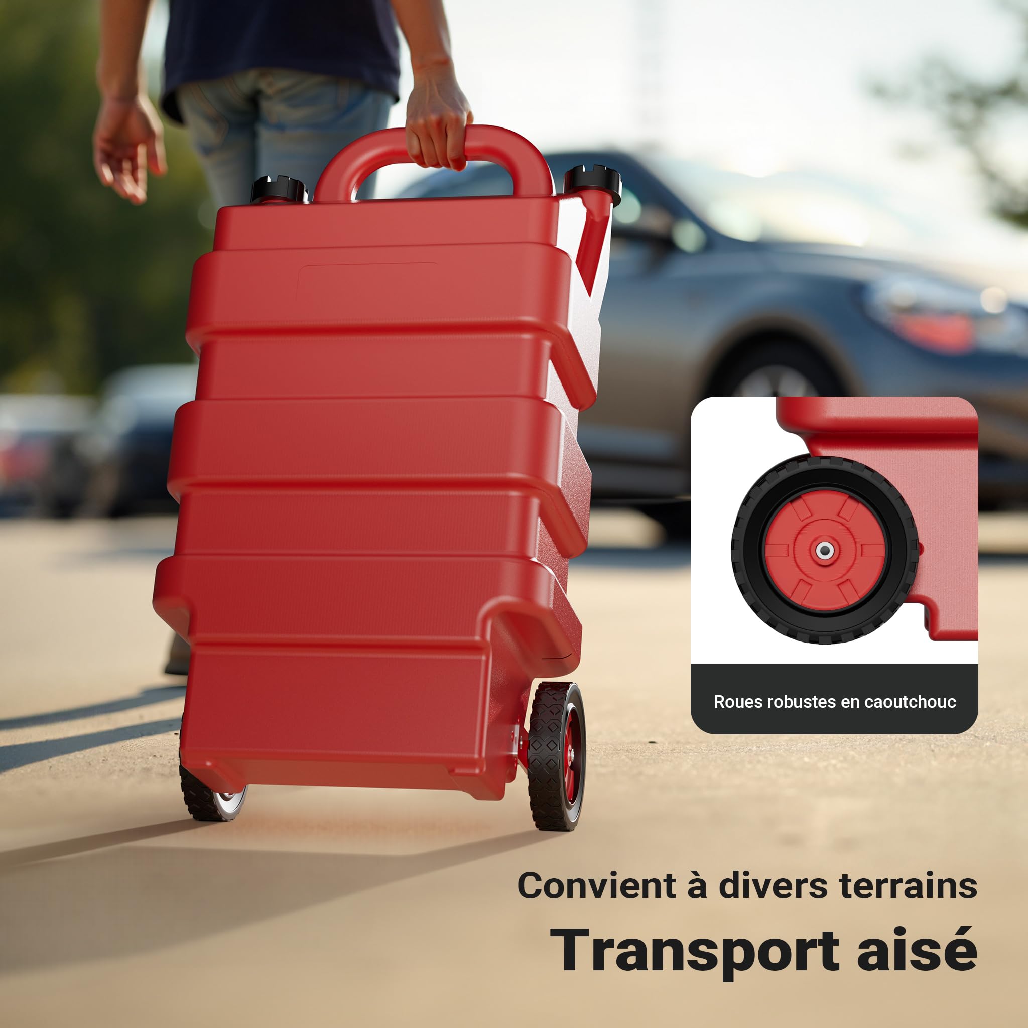 Wiltec Station de ravitaillement mobile 43x26x85cm Caddy ravitailleur 75W Capacité 60L Débit 14L/min Chariot Distributeur Carburant Bidon Jerrycan sur roues Industrie Jardin Station-service mobile
