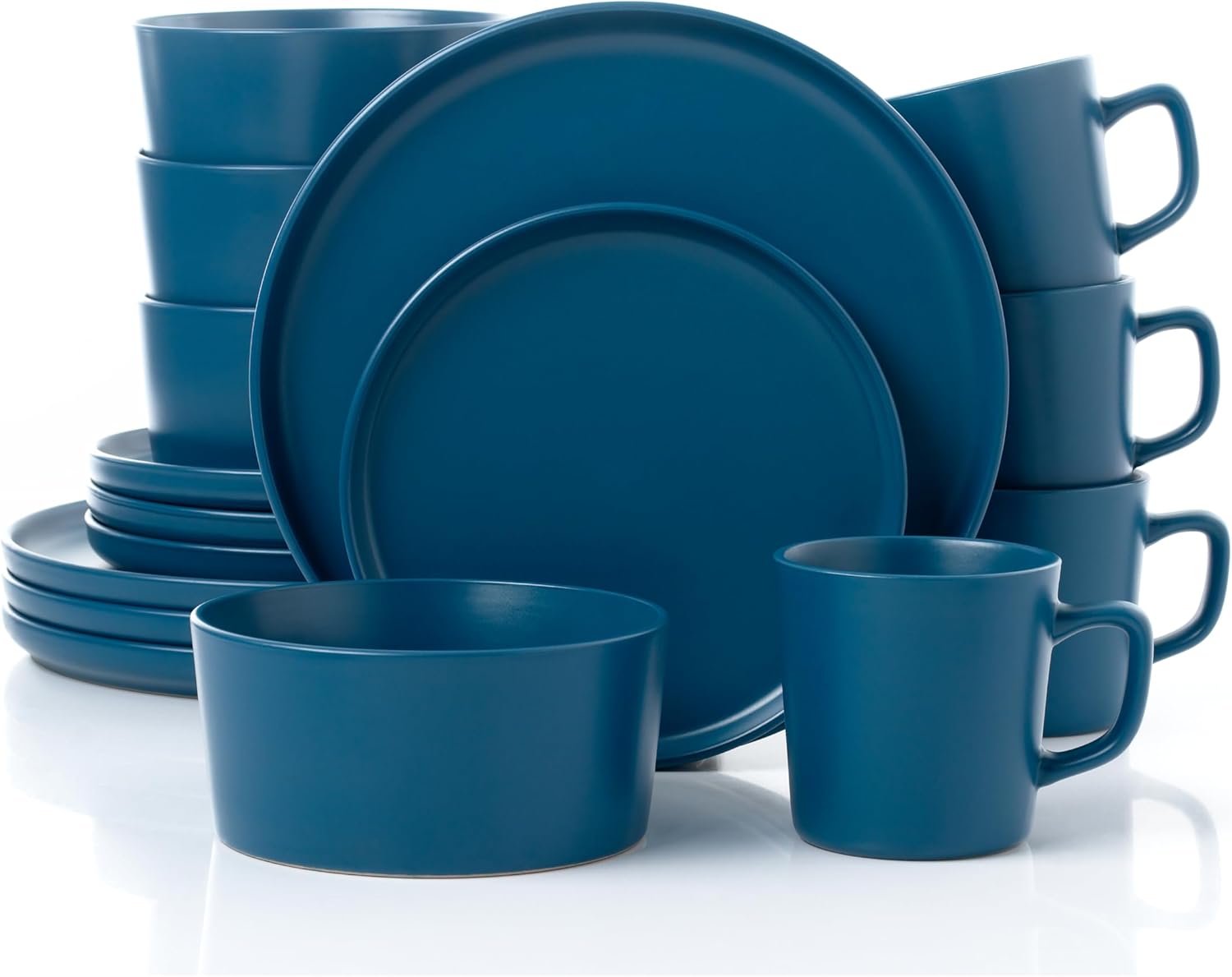 Lorren Home Trends Red Stoneware Dinnerware Set, 16 Piece, Service for 4, Microwave and Dishwasher Safe
