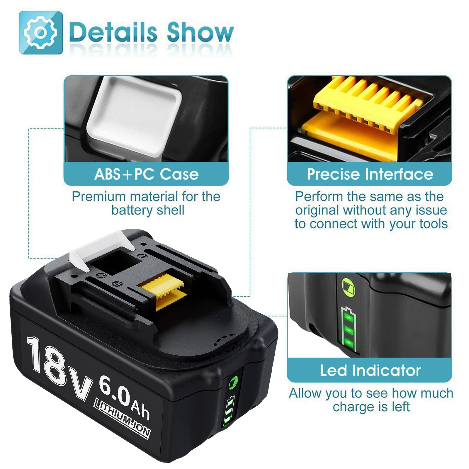 Makita BL1860B X 5 18V LXT Li-ion 6.0Ah Genuine Battery 197422-4 Pack - Foto 12