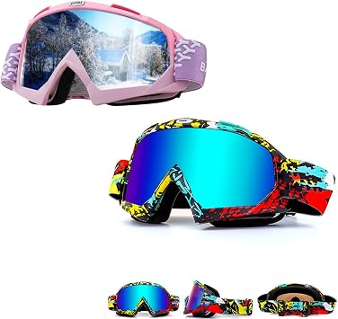 Zsling Dirt Bike Goggles for Men, Women, Youth | Motocross Goggles SKI Goggles OTG Anti UV Windproof Anti Fog Glasses OTG Ski Snow Goggles