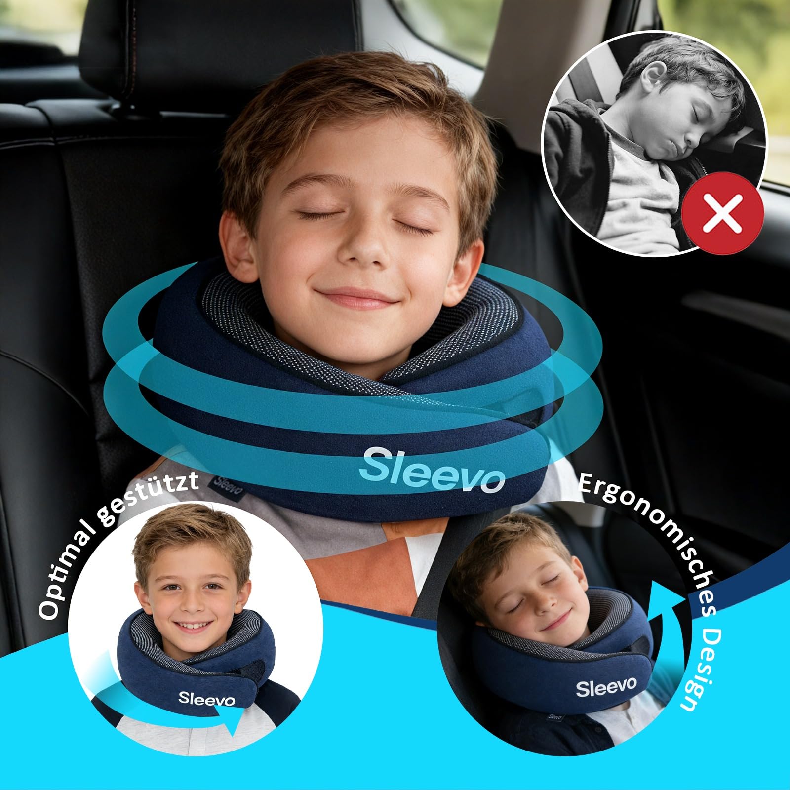 Cuscino cervicale per bambini, ergonomico, per bambini, per auto, aereo e viaggio, comodo, supporto e lavabile, cuscino da viaggio per ragazzi e ragazze