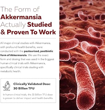 AK-Postbio: Akkermansia Probiotic 30 Billion TFU - Max Strength, Clinically Validated Dose & Patented Strain - Superior Pasteurized Form, Highest Absorption, Delivery - GLP-1 Probiotic - 30 Servings