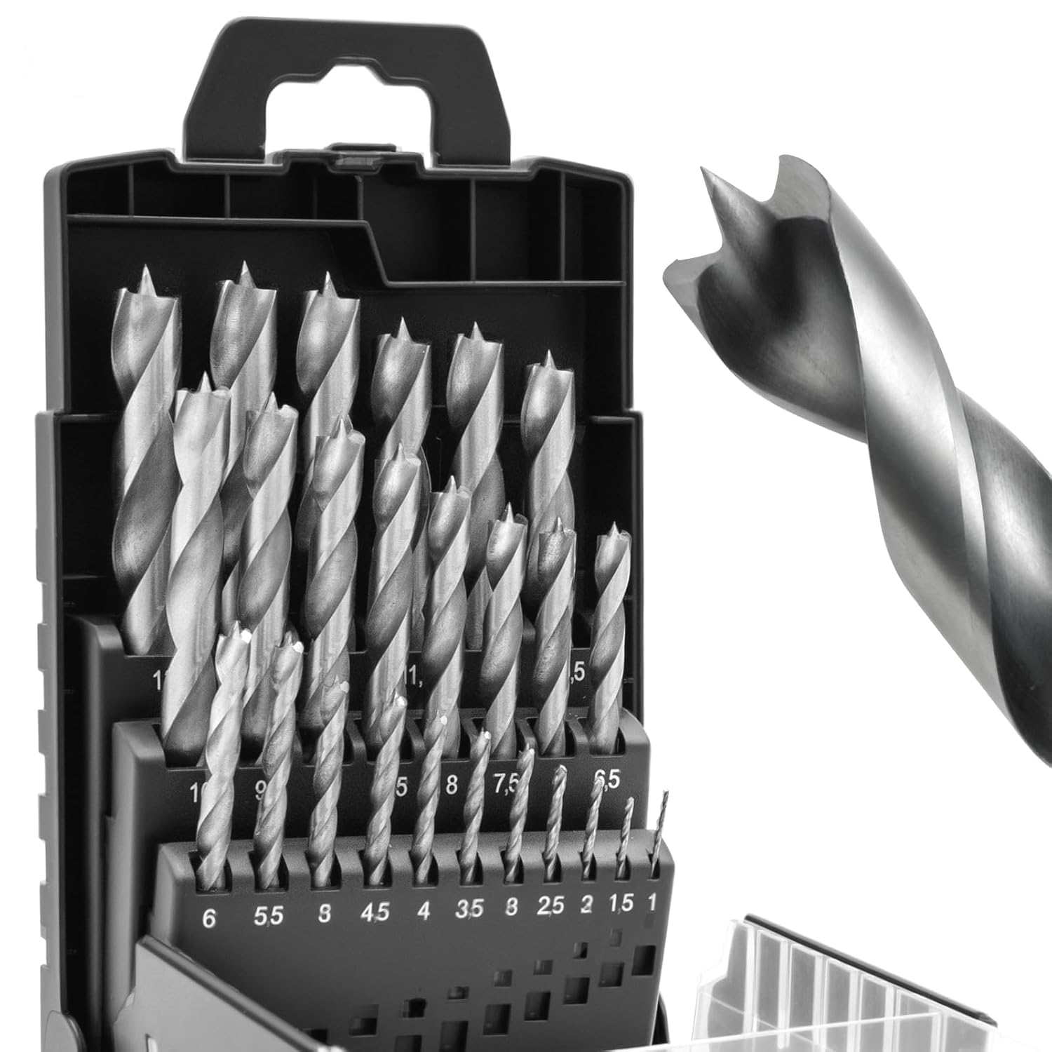 TOOLMAYS 25-Delige Hss-G Houtboorset 1-13 mm, Brad Point Hout Boor Set Voor Hard En Zacht Hout, Houtboren In Stappen Van 0.5mm
